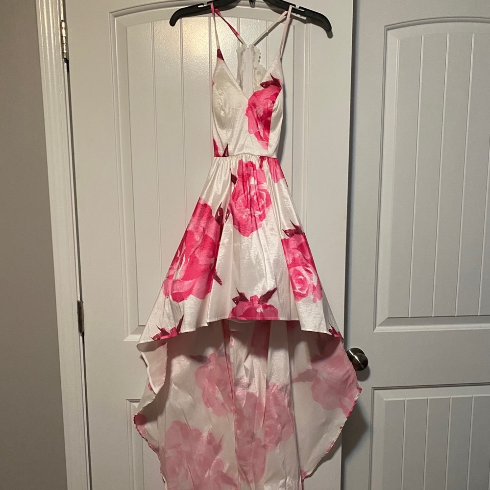 Floral Prom dress Ivory/ Fusia